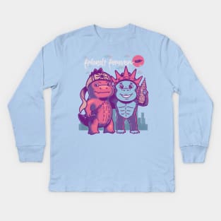 Godzilla King Kong Friends Forever Kids Long Sleeve T-Shirt